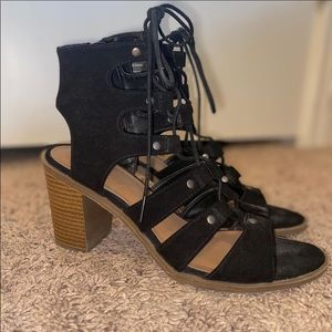 Black lace up heels